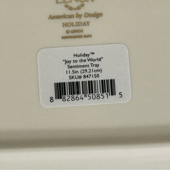 NIB Lenox Holiday Joy To The World Rectangular Sentiment Tray 11" Porcelain - Picture 2 of 14